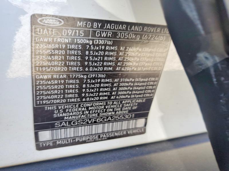 Aukcja sprzedaży 2016 Land Rover Range Rover, vin: SALGS2VF6GA255301, numer aukcji: 68871516