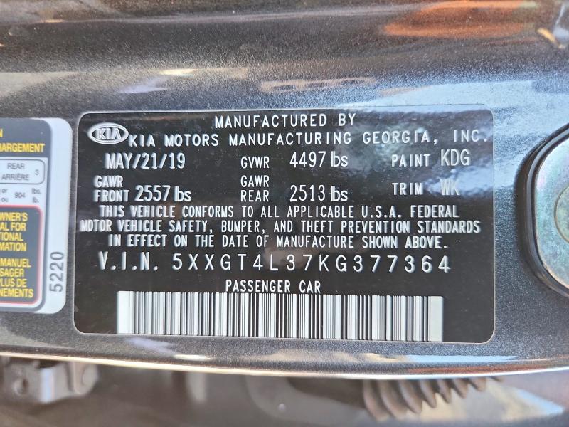 Auction sale of the 2019 Kia Optima, vin: 5XXGT4L37KG377364, lot number: 67985816