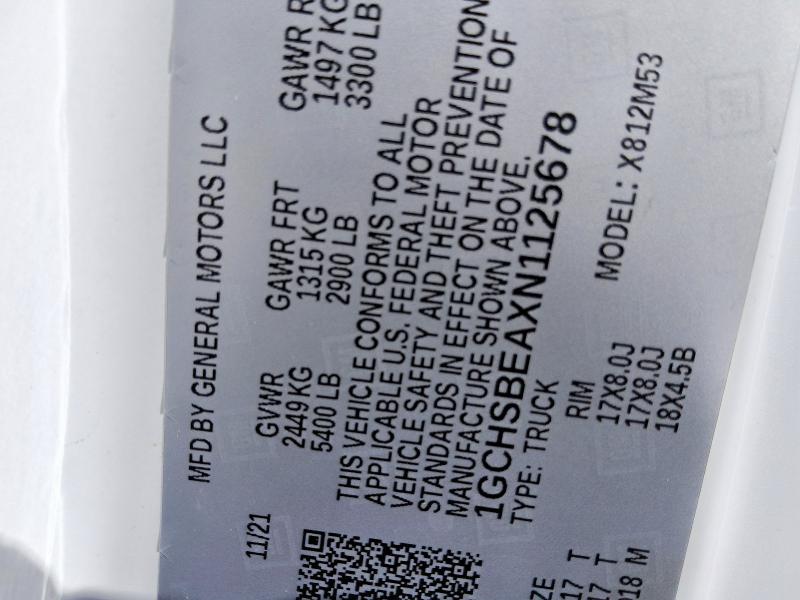 Aukcja sprzedaży 2022 Chevrolet Colorado, vin: 1GCHSBEAXN1125678, numer aukcji: 68281246