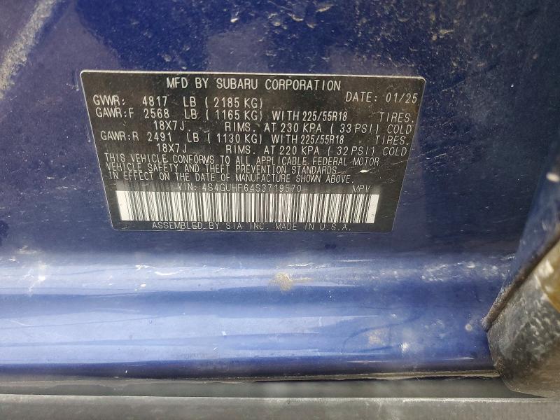 2025 Subaru Crosstrek მანქანა იყიდება აუქციონზე, vin: 4S4GUHF64S3719570, აუქციონის ნომერი: 67499956