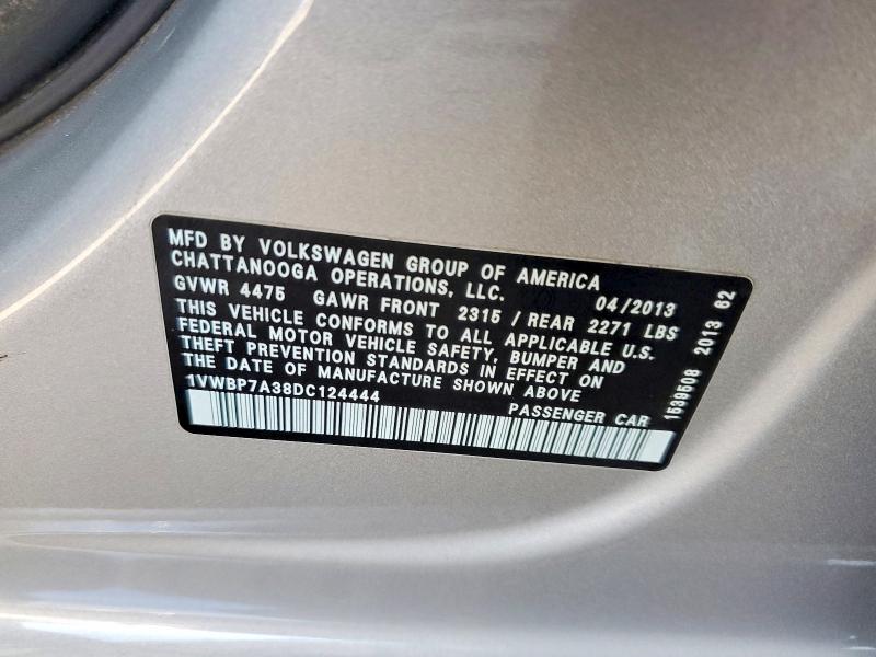 Продаж на аукціоні авто 2013 Volkswagen Passat, vin: 1VWBP7A38DC124444, номер лоту: 68625126