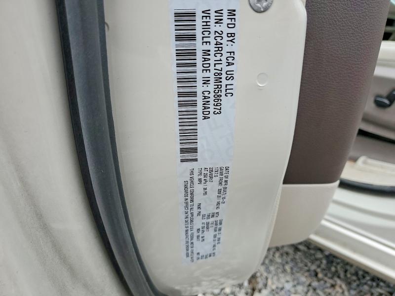2021 Chrysler Pacifica მანქანა იყიდება აუქციონზე, vin: 2C4RC1L78MR586973, აუქციონის ნომერი: 70033496