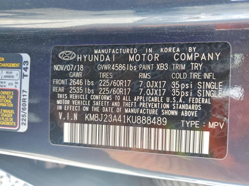 70160576 :رقم المزاد ، KM8J23A41KU888489 vin ، 2019 Hyundai Tucson مزاد بيع