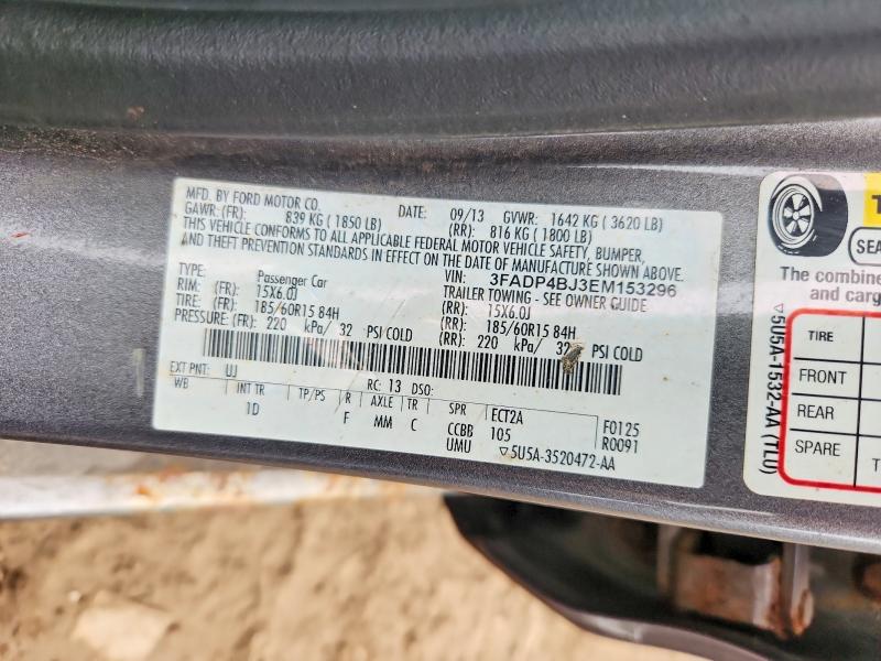 2014 Ford Fiesta მანქანა იყიდება აუქციონზე, vin: 3FADP4BJ3EM153296, აუქციონის ნომერი: 67511556