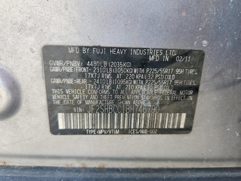 Aukcja sprzedaży 2011 Subaru Forester, vin: JF2SHBCC1BH746790, numer aukcji: 68391446