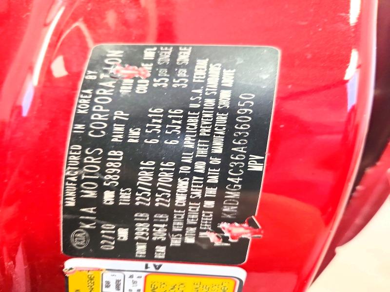 68432906 :رقم المزاد ، KNDMG4C36A6360950 vin ، 2010 Kia Sedona مزاد بيع