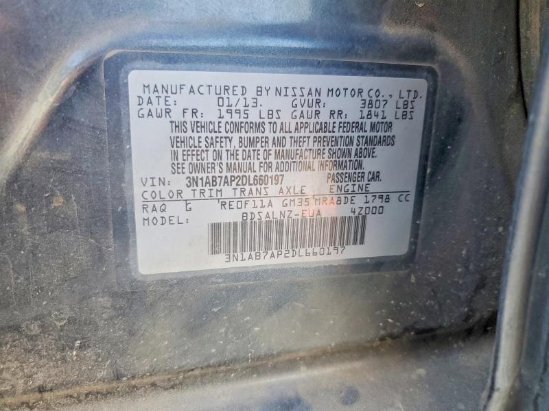 2013 Nissan Sentra მანქანა იყიდება აუქციონზე, vin: 3N1AB7AP2DL660197, აუქციონის ნომერი: 70290886