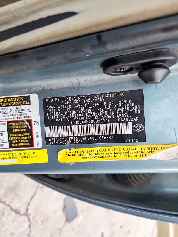 68002396 :رقم المزاد ، 4T1BE46K59U890216 vin ، 2009 Toyota Camry مزاد بيع
