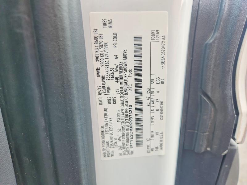 2019 Ford Transit მანქანა იყიდება აუქციონზე, vin: 1FTYE2CMXKKB73210, აუქციონის ნომერი: 69863786