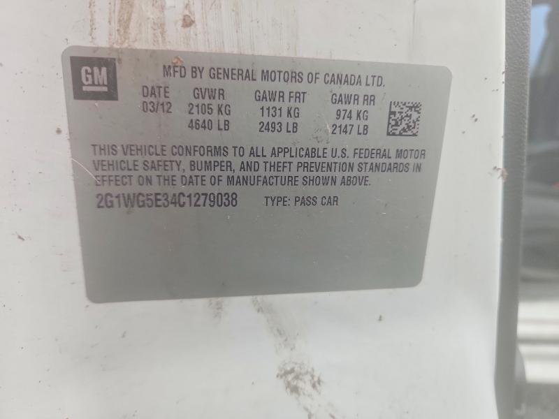 Продаж на аукціоні авто 2012 Chevrolet Impala, vin: 2G1WG5E34C1279038, номер лоту: 70460236