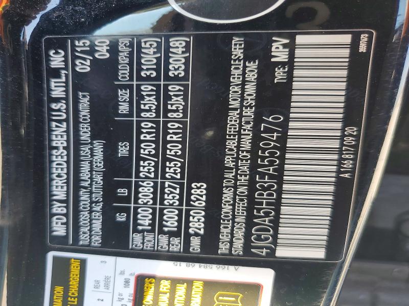 Продаж на аукціоні авто 2015 Mercedes-benz Ml, vin: 4JGDA5HB3FA559476, номер лоту: 67348216