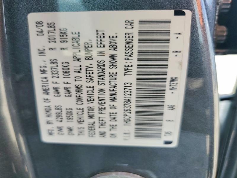 Aukcja sprzedaży 2008 Honda Accord, vin: 1HGCP26378A123713, numer aukcji: 67237056