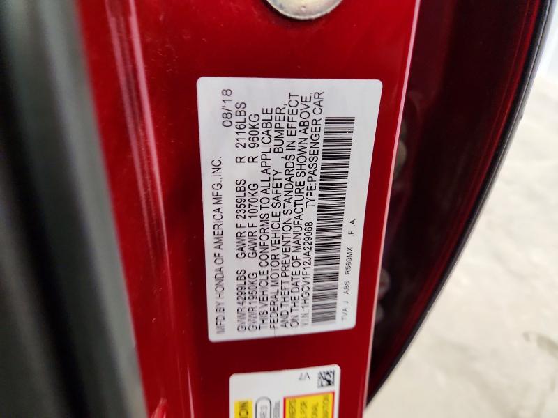 Aukcja sprzedaży 2018 Honda Accord, vin: 1HGCV1F12JA229068, numer aukcji: 70015626