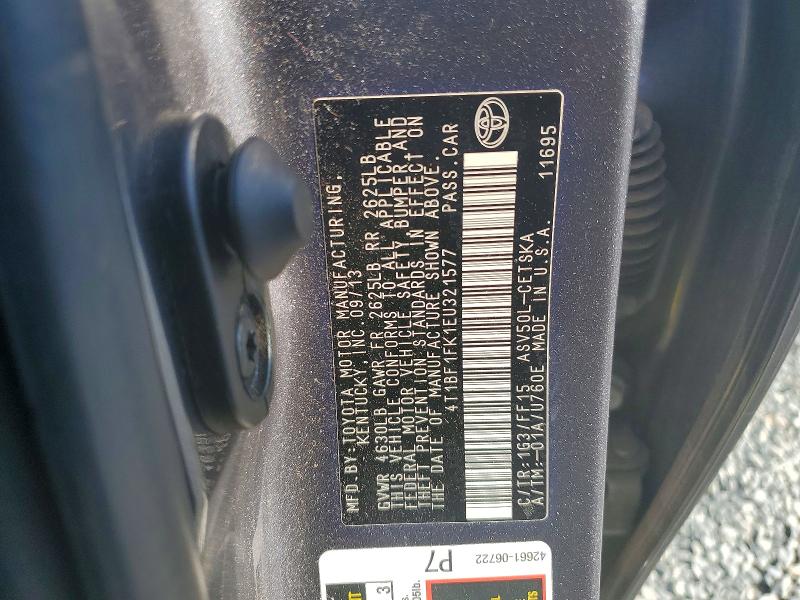 Aukcja sprzedaży 2014 Toyota Camry, vin: 4T1BF1FK1EU321577, numer aukcji: 68737286