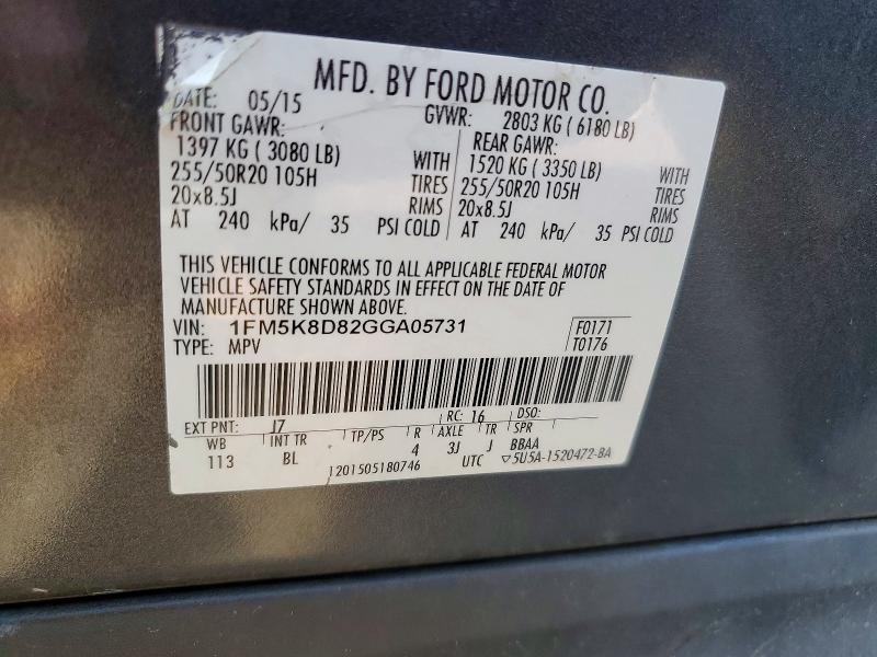 Aukcja sprzedaży 2016 Ford Explorer, vin: 1FM5K8D82GGA05731, numer aukcji: 68108156