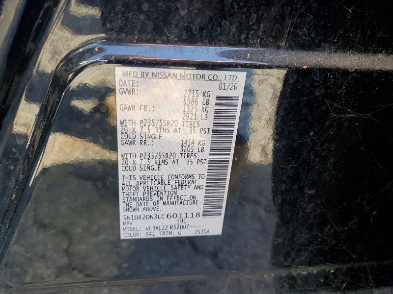 69064396 :رقم المزاد ، 5N1DR2DN3LC601118 vin ، 2020 Nissan Pathfinder مزاد بيع