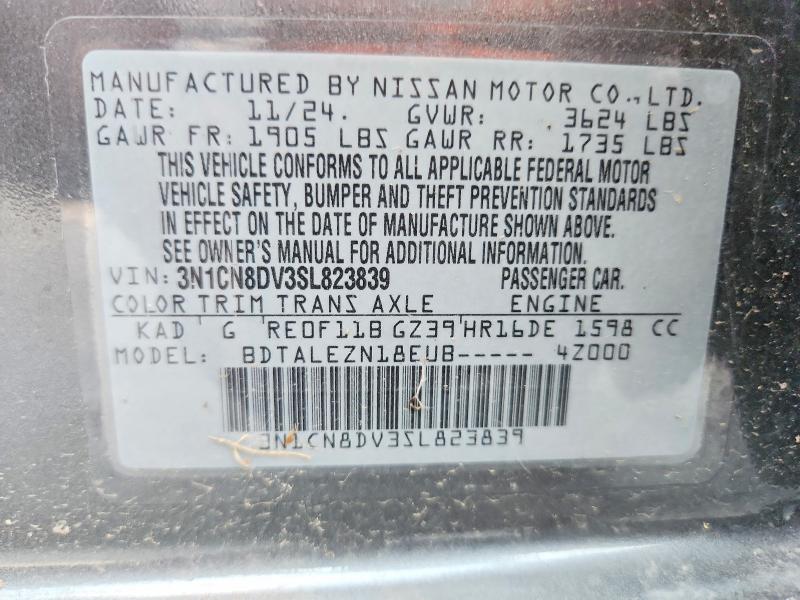 Aukcja sprzedaży 2025 Nissan Versa, vin: 3N1CN8DV3SL823839, numer aukcji: 70521526