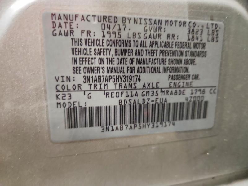 Aukcja sprzedaży 2017 Nissan Sentra, vin: 3N1AB7AP5HY319174, numer aukcji: 70474516