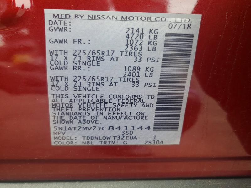 Продаж на аукціоні авто 2018 Nissan Rogue, vin: 5N1AT2MV7JC841144, номер лоту: 67402586