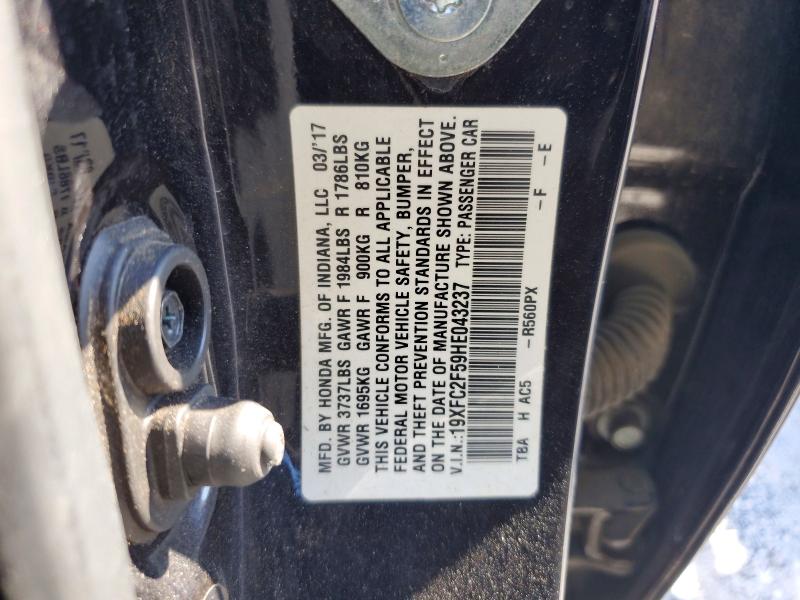 Продаж на аукціоні авто 2017 Honda Civic, vin: 19XFC2F59HE043237, номер лоту: 70771646