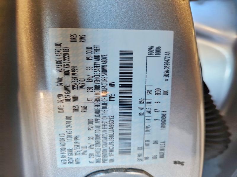 69871346 :رقم المزاد ، 1FMCU9J98LUA96312 vin ، 2020 Ford Escape مزاد بيع