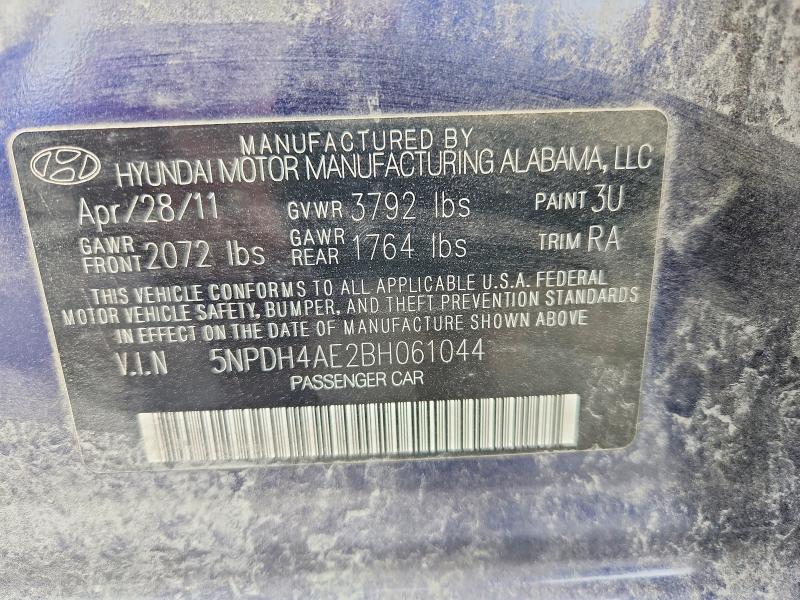 2011 Hyundai Elantra მანქანა იყიდება აუქციონზე, vin: 5NPDH4AE2BH061044, აუქციონის ნომერი: 69791346