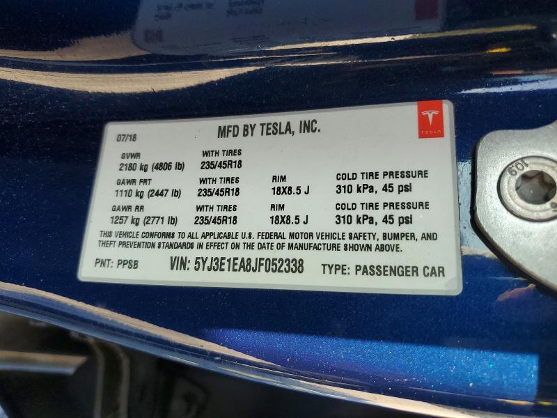 Aukcja sprzedaży 2018 Tesla Model 3, vin: 5YJ3E1EA8JF052338, numer aukcji: 67645156