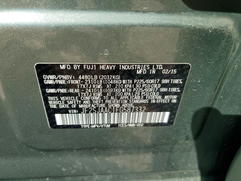 Продажа на аукционе авто 2015 Subaru Forester 2.5i 4d Suv, vin: JF2SJAAC1FG587332, номер лота: 70532306