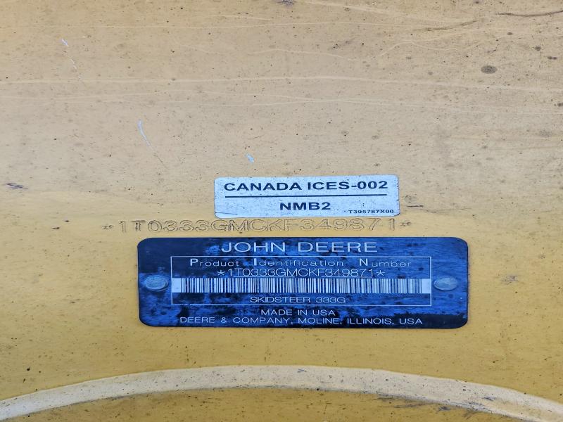 68735746 :رقم المزاد ، 1T0333GMCKF349871 vin ، 2019 John Deere 333g مزاد بيع
