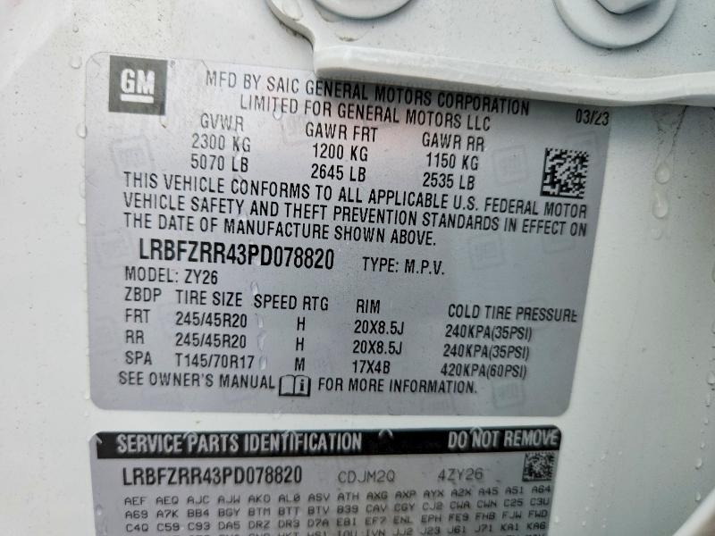 Aukcja sprzedaży 2023 Buick Envision, vin: LRBFZRR43PD078820, numer aukcji: 69549776