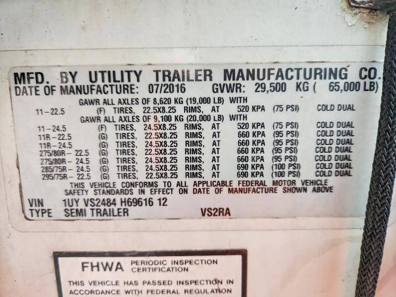 Aukcja sprzedaży 2017 Utility Trailer Manufacture Trailer, vin: 1UYVS2484H6961612, numer aukcji: 67105616