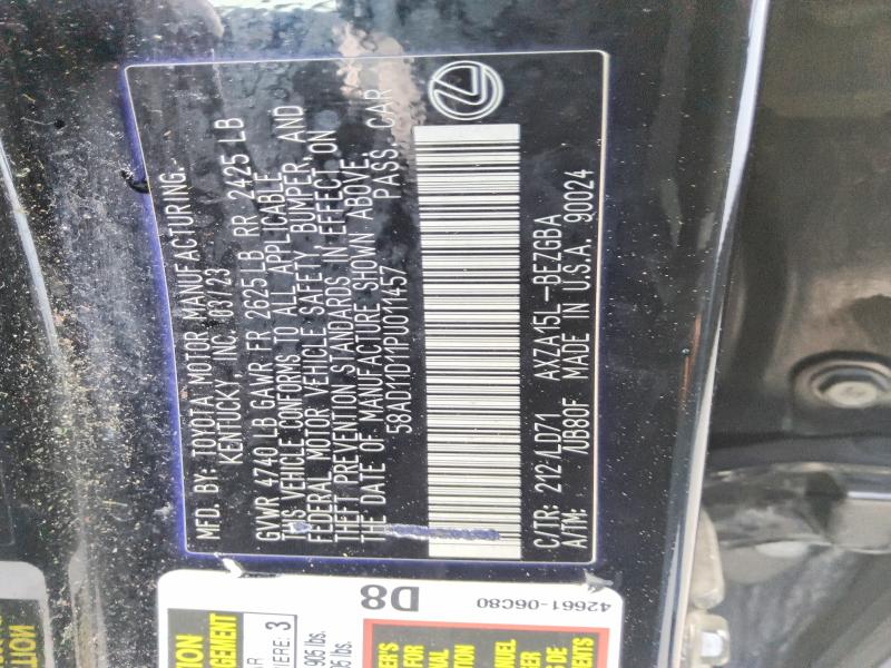 Aukcja sprzedaży 2023 Lexus Es 250, vin: 58AD11D11PU011457, numer aukcji: 67711946