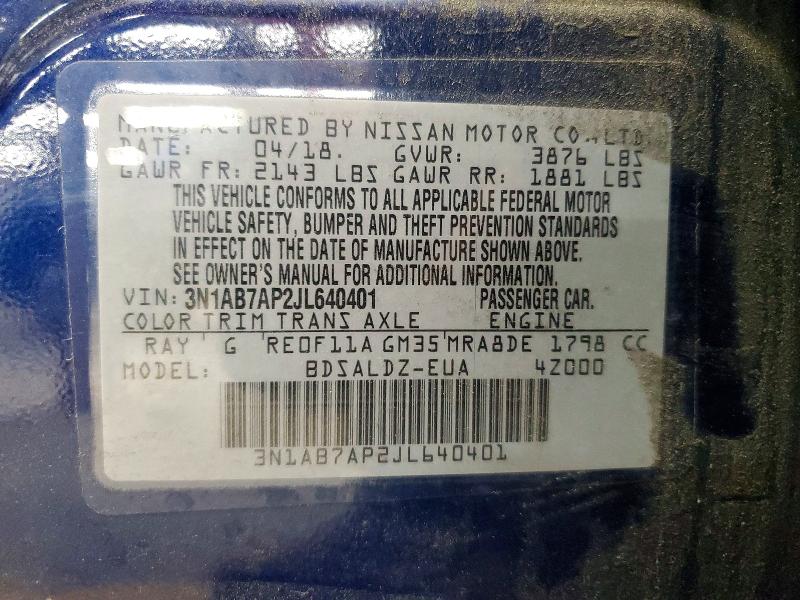 Продаж на аукціоні авто 2018 Nissan Sentra, vin: 3N1AB7AP2JL640401, номер лоту: 67624046