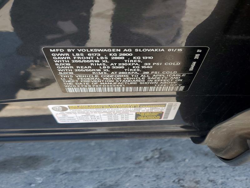 2015 Volkswagen Touareg მანქანა იყიდება აუქციონზე, vin: WVGEF9BP8FD005561, აუქციონის ნომერი: 65228966