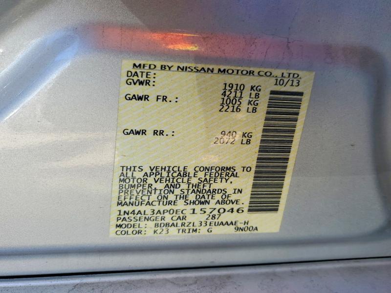 Продаж на аукціоні авто 2014 Nissan Altima, vin: 1N4AL3AP0EC157046, номер лоту: 68542466