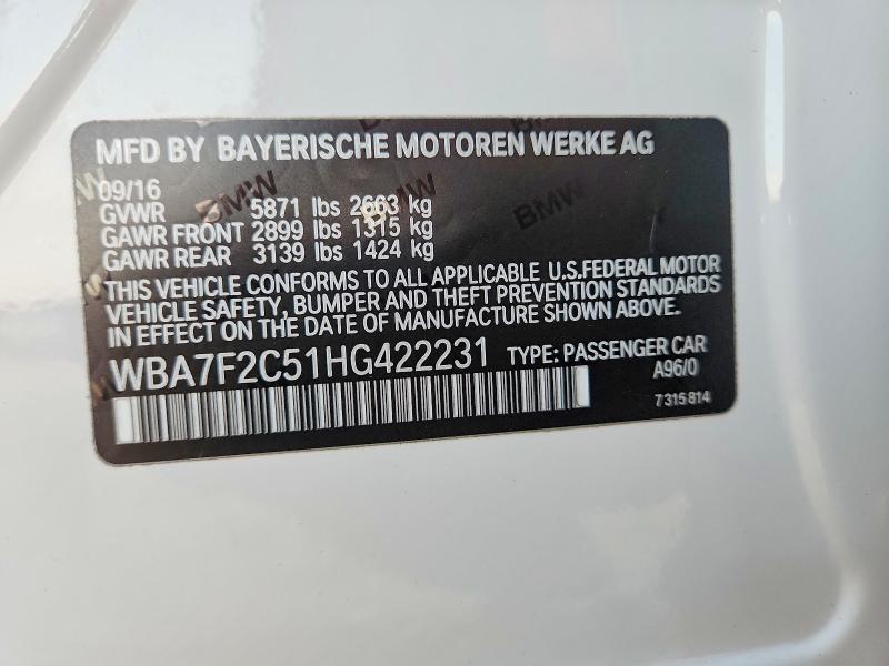 Продажа на аукционе авто 2017 Bmw 750, vin: WBA7F2C51HG422231, номер лота: 67540736
