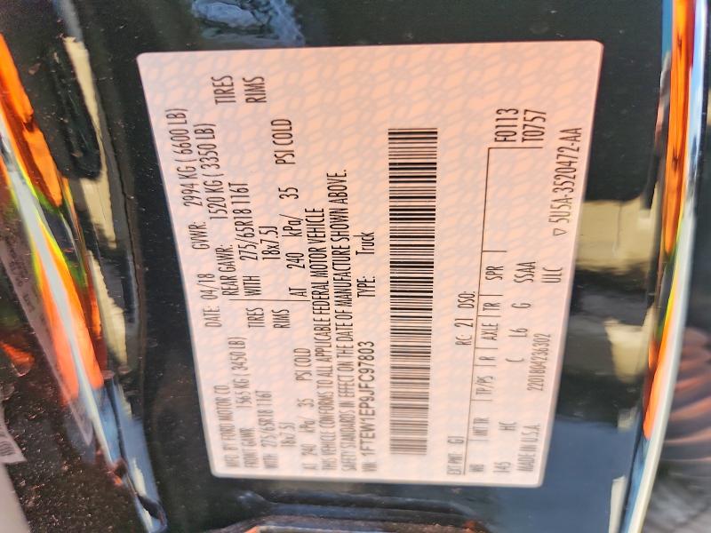 Aukcja sprzedaży 2018 Ford F150, vin: 1FTEW1EP9JFC97803, numer aukcji: 68338096