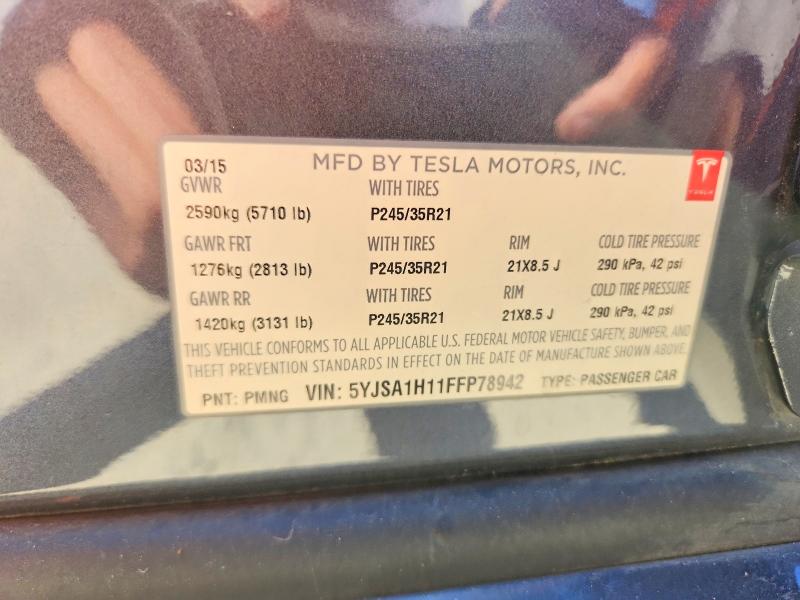 Aukcja sprzedaży 2015 Tesla Model S, vin: 5YJSA1H11FFP78942, numer aukcji: 67819376