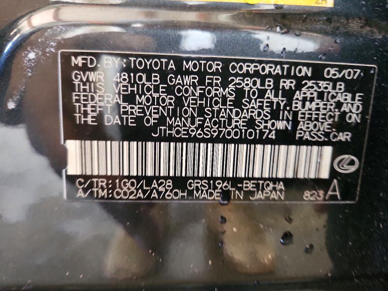 Продажа на аукционе авто 2007 Lexus Gs, vin: JTHCE96S970010174, номер лота: 69647736