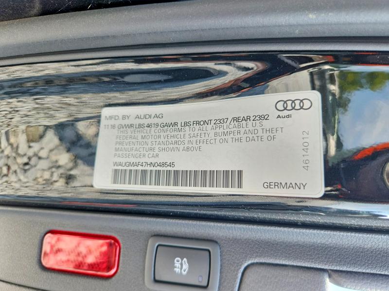 2017 Audi A4 მანქანა იყიდება აუქციონზე, vin: WAUGMAF47HN048545, აუქციონის ნომერი: 69030796