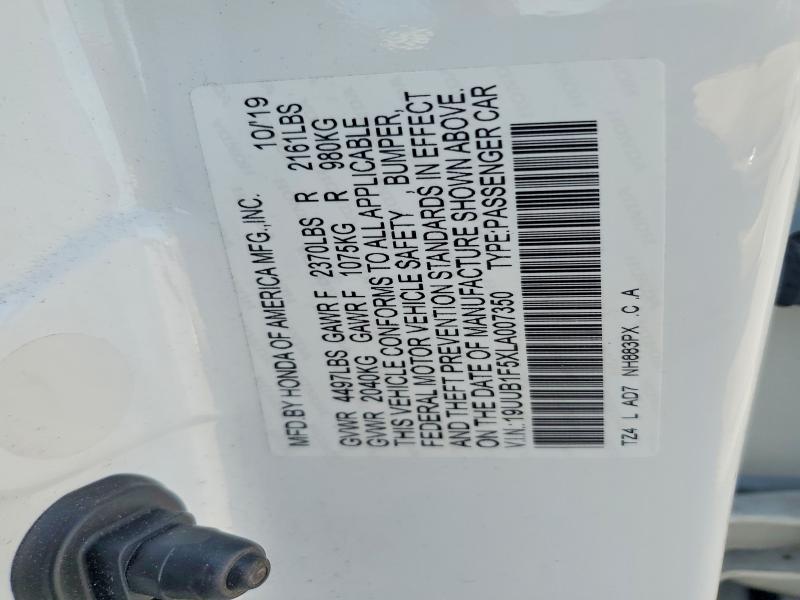 2020 Acura Tlx მანქანა იყიდება აუქციონზე, vin: 19UUB1F5XLA007350, აუქციონის ნომერი: 68594386