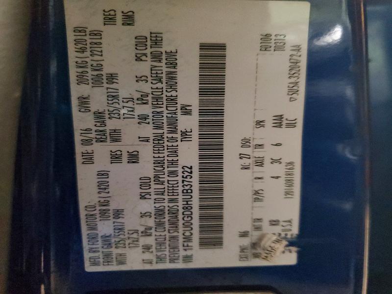 Продаж на аукціоні авто 2017 Ford Escape, vin: 1FMCU0GD8HUB37522, номер лоту: 67110496