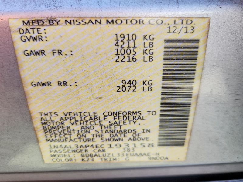 Aukcja sprzedaży 2014 Nissan Altima, vin: 1N4AL3AP4EC193158, numer aukcji: 70671316