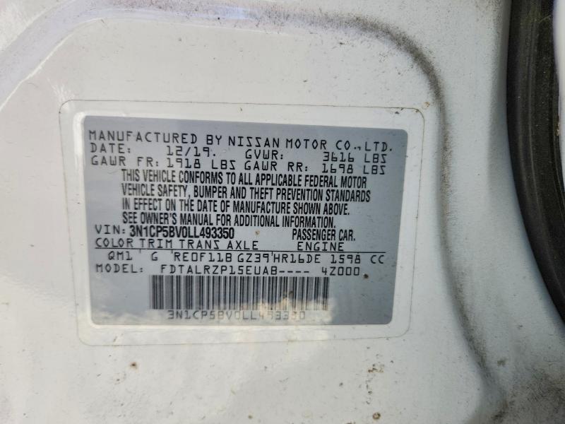 67887316 :رقم المزاد ، 3N1CP5BV0LL493350 vin ، 2020 Nissan Kicks مزاد بيع
