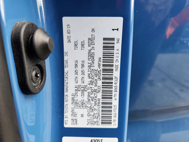 Aukcja sprzedaży 2019 Toyota Tacoma, vin: 5TFCZ5AN1KX189648, numer aukcji: 70645356