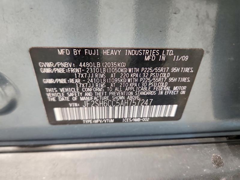 Aukcja sprzedaży 2010 Subaru Forester, vin: JF2SH6CC5AH757247, numer aukcji: 68840016
