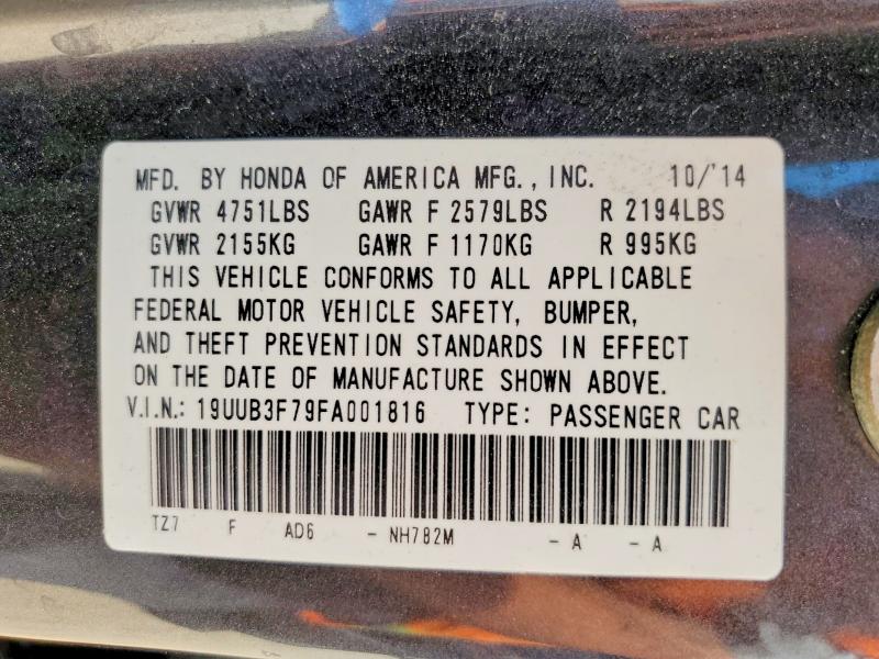 Продаж на аукціоні авто 2015 Acura Tlx, vin: 19UUB3F79FA001816, номер лоту: 66809786