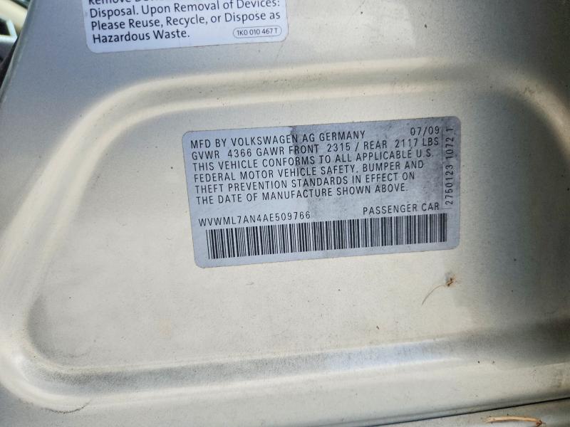 66894486 :رقم المزاد ، WVWML7AN4AE509766 vin ، 2010 Volkswagen Cc مزاد بيع