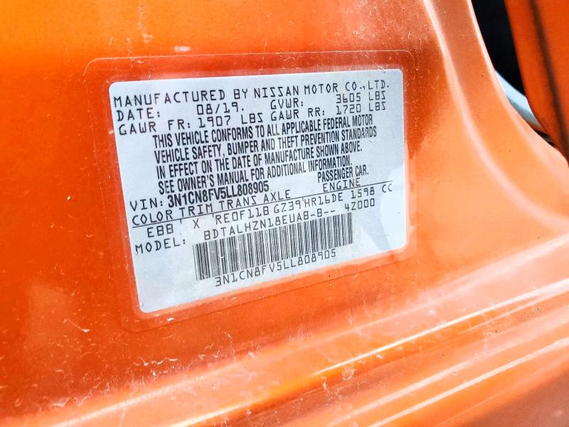 Auction sale of the 2020 Nissan Versa, vin: 3N1CN8FV5LL808905, lot number: 69408606