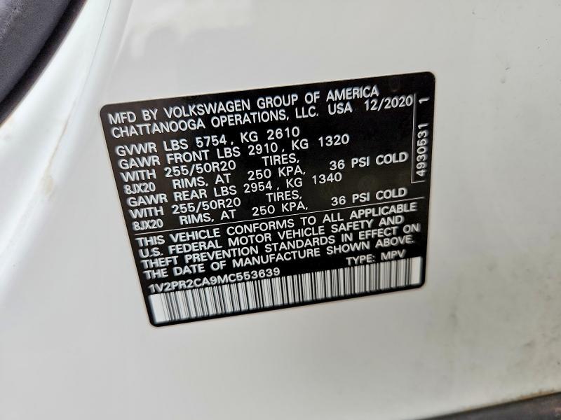 Продажа на аукционе авто 2021 Volkswagen Atlas, vin: 1V2PR2CA9MC553639, номер лота: 69144626